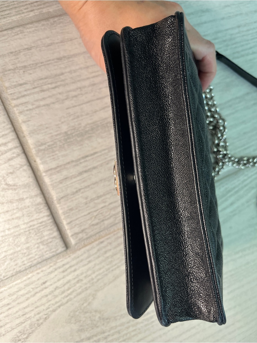 Chanel Caviar BOY wallet on chain in Black with silver HW - Picture 5 of 6